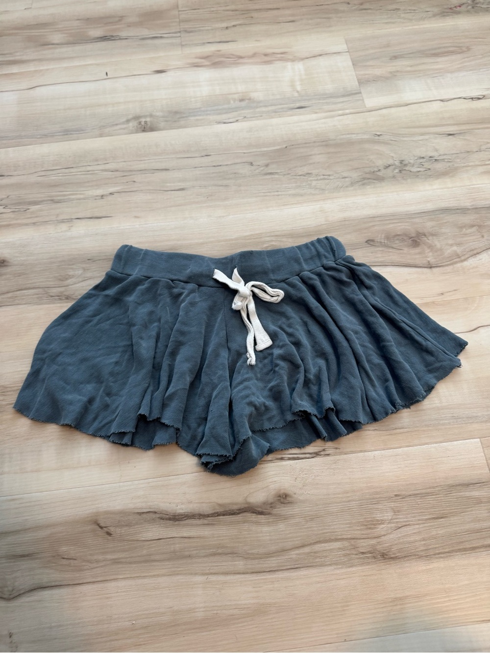 Women's Charcoal Gray Knit Skater Shorts with Drawstring